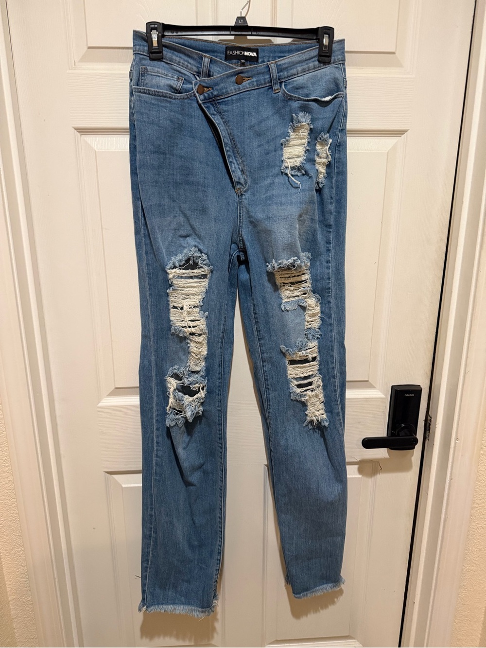 Fashion Nova Light Wash Ripped Skinny Jeans size 15 tall